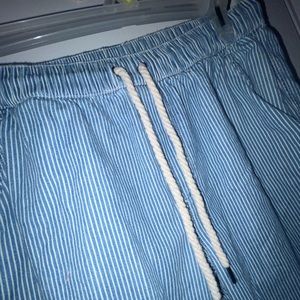 Aerie Denim White Striped Joggers in size Small